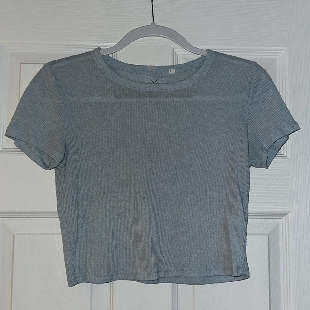 PacSun Basics - Light blue ribbed crop top